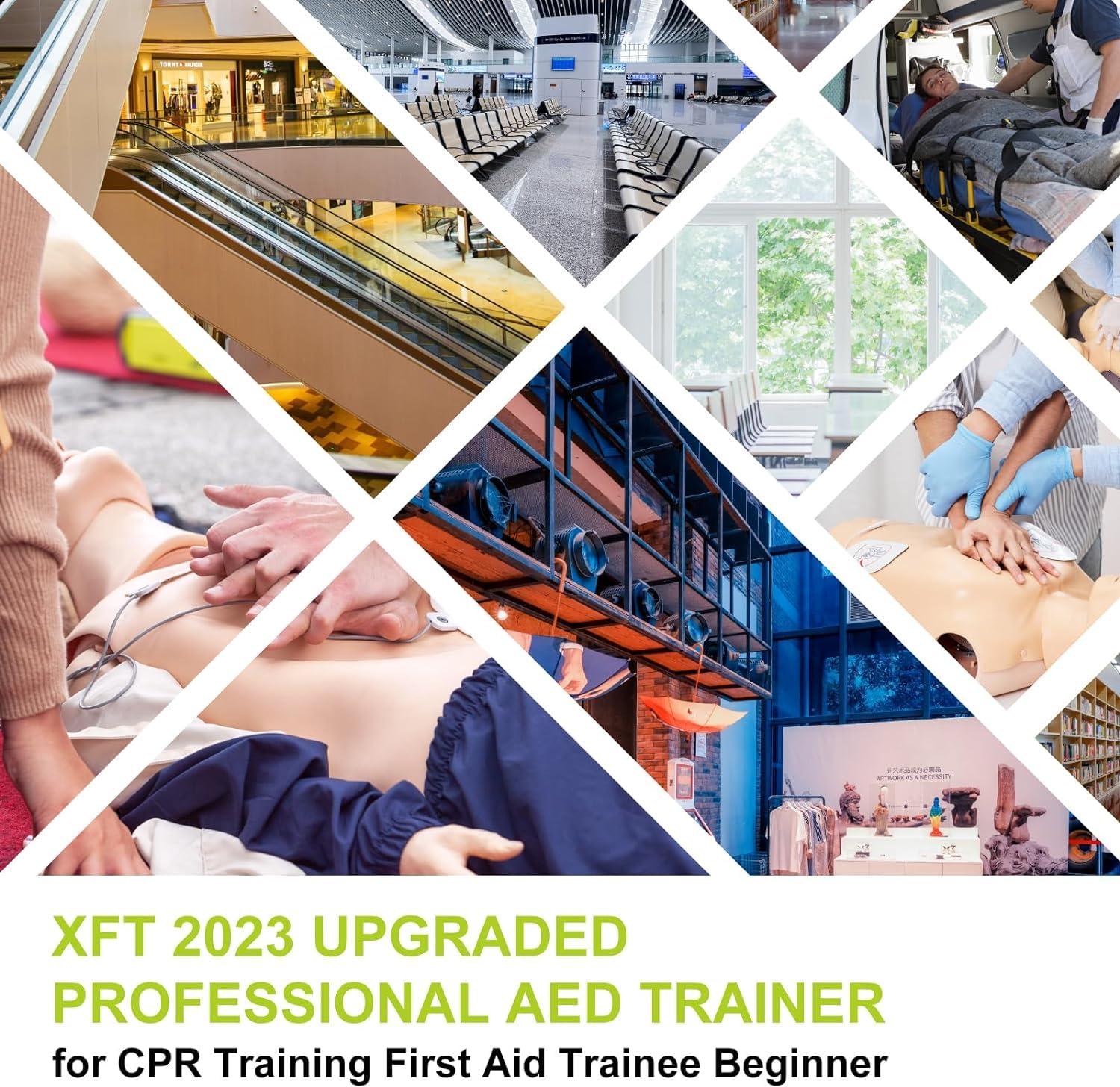 X XFT AED Trainer, XFT AED Training Kit CPR Equipment Training Device Automatic External Defibrillator Simulator, AED Trainer Professional for First Aid Trainee Beginner 2024 New Version(XFT-120GA)