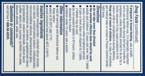 Advil Advil Pain Reliever and Fever Reducer, Pain Relief Medicine with Ibuprofen 200mg for Headache, Backache, Menstrual Pain and Joint Pain Relief - 100 Coated Tablets (Pack of 2)