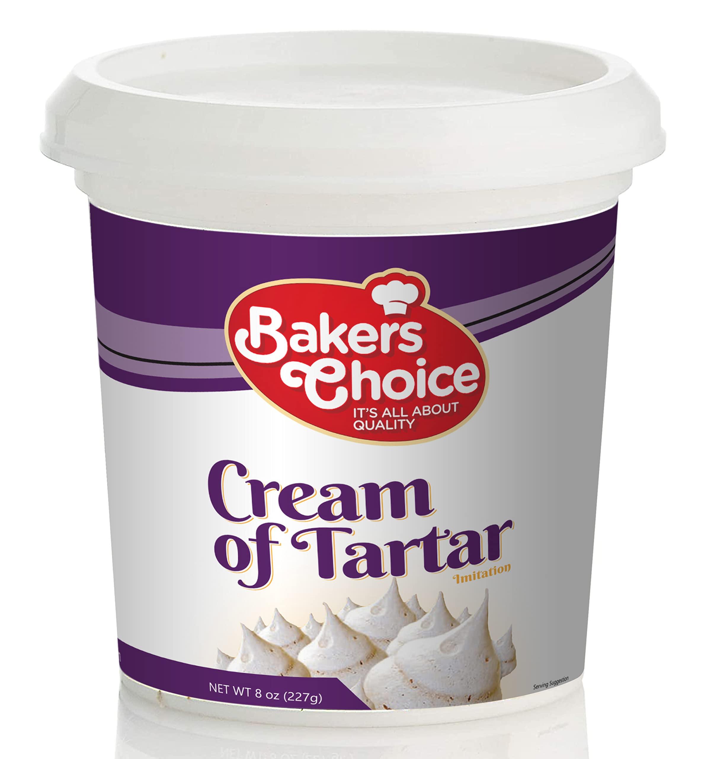 Baker\'s Choice Premium Cream of Tartar for Baking and Cooking Ingredient - Cream of Tarter Powder - Prevents Sugar From Binding and Crystalizing - 8 oz. - Non Dairy, Kosher - By Bakers Choice
