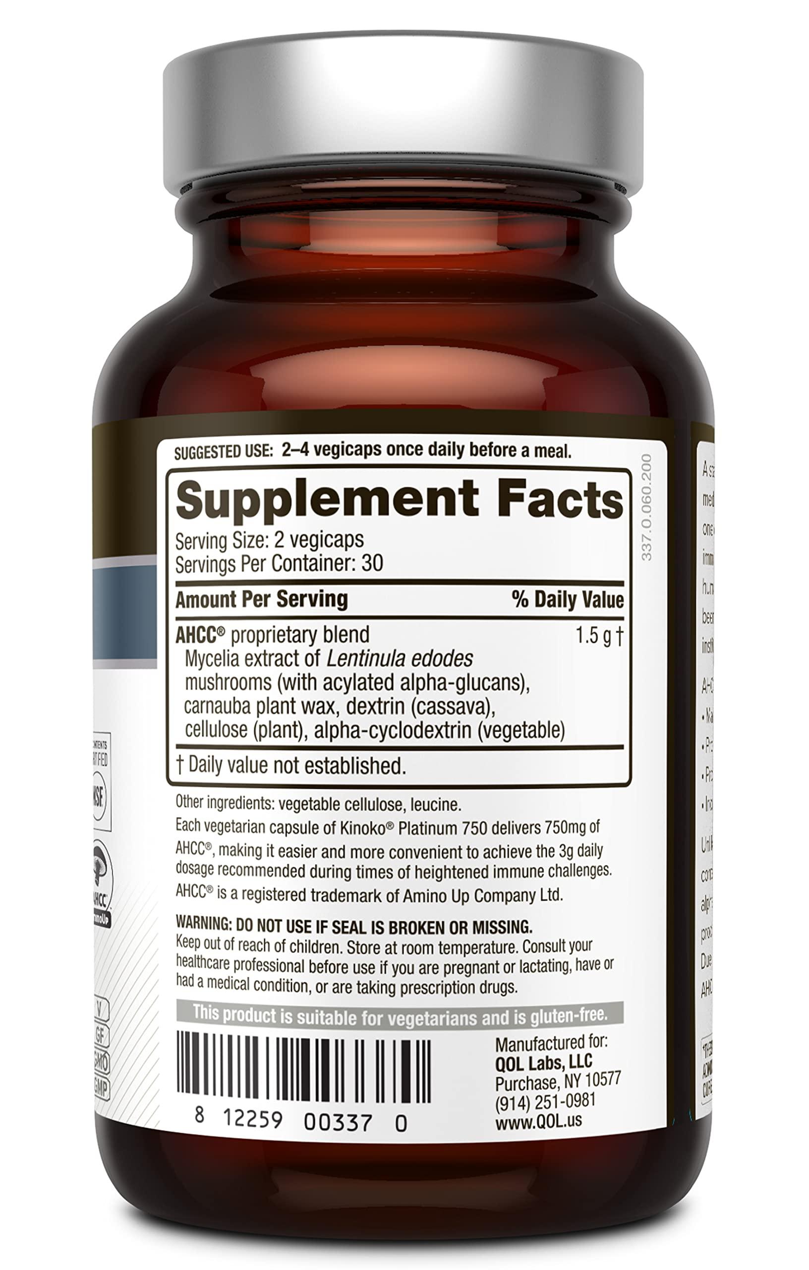 Quality of Life Quality of Life - Kinoko Platinum AHCC 750mg and Oligonol Lychee Extract - Immune Support and Healthy Aging