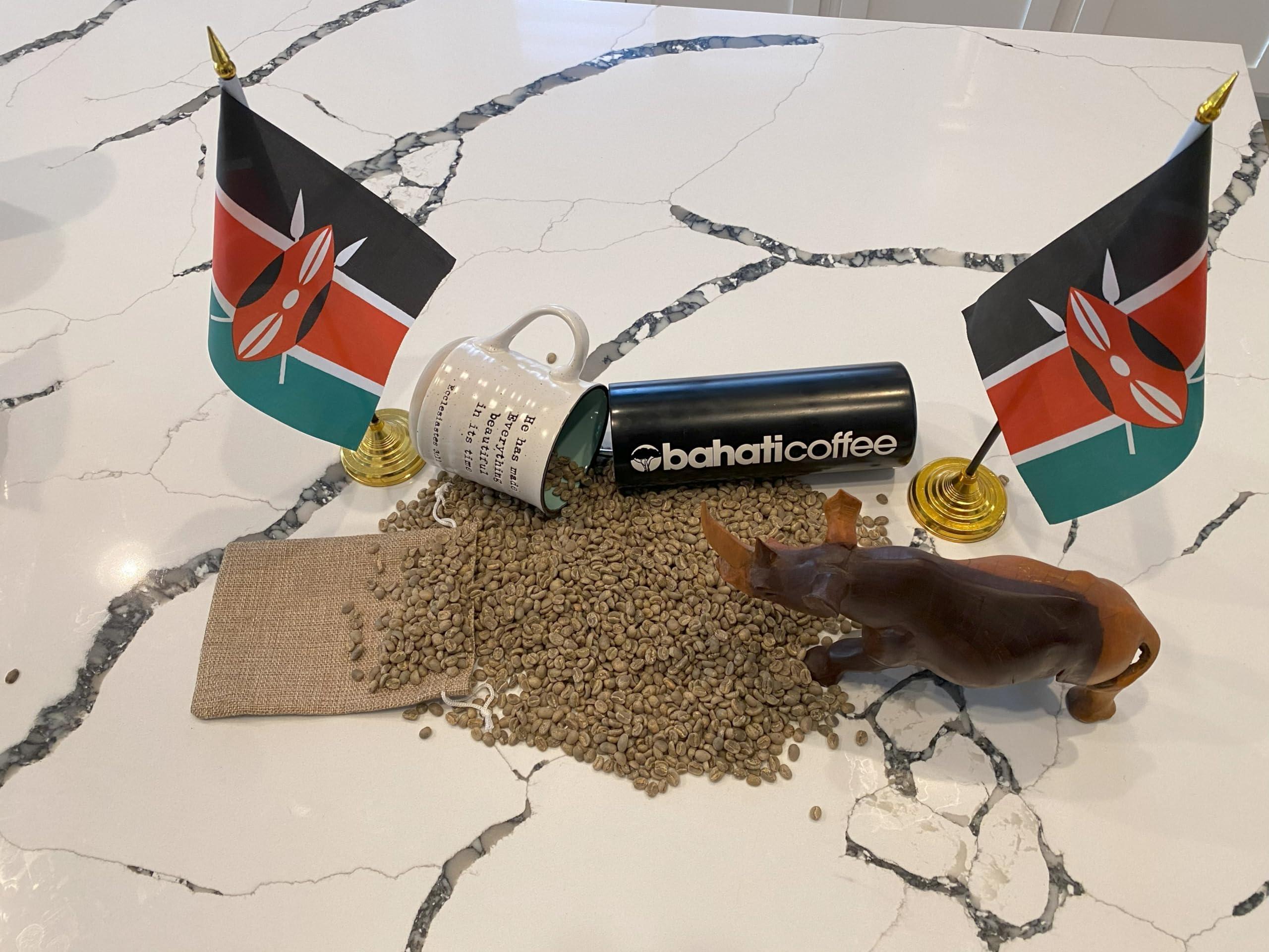 Bahati Coffee Kenya AB Grade Unroasted Green Arabica Coffee Beans from Great Rift Valley - 100% Pure Arabica Coffee Beans With Optimal Flavor Freshness - Handpicked, Washed & Sun Dried - 3 LB