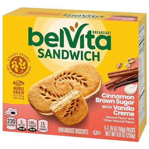 Belvita belVita Breakfast Sandwich Cinnamon Brown Sugar with Vanilla Creme Breakfast Biscuits, 5 Packs (2 Sandwiches Per Pack)