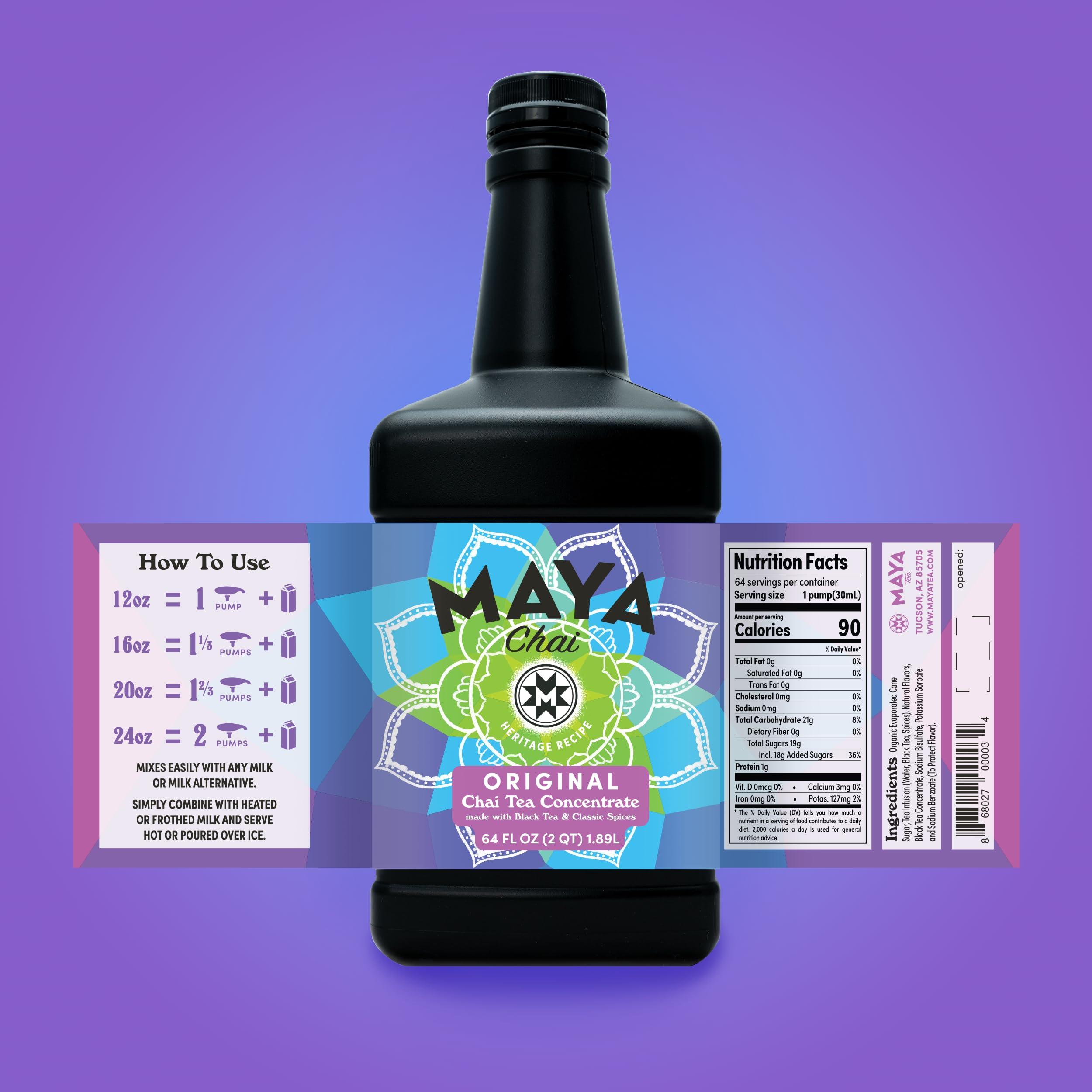 Maya Tea Maya Chai Tea Concentrate, Original, Heritage Recipe, Black Tea and Classic Spices, 64 Fl Oz (Pack of 1)