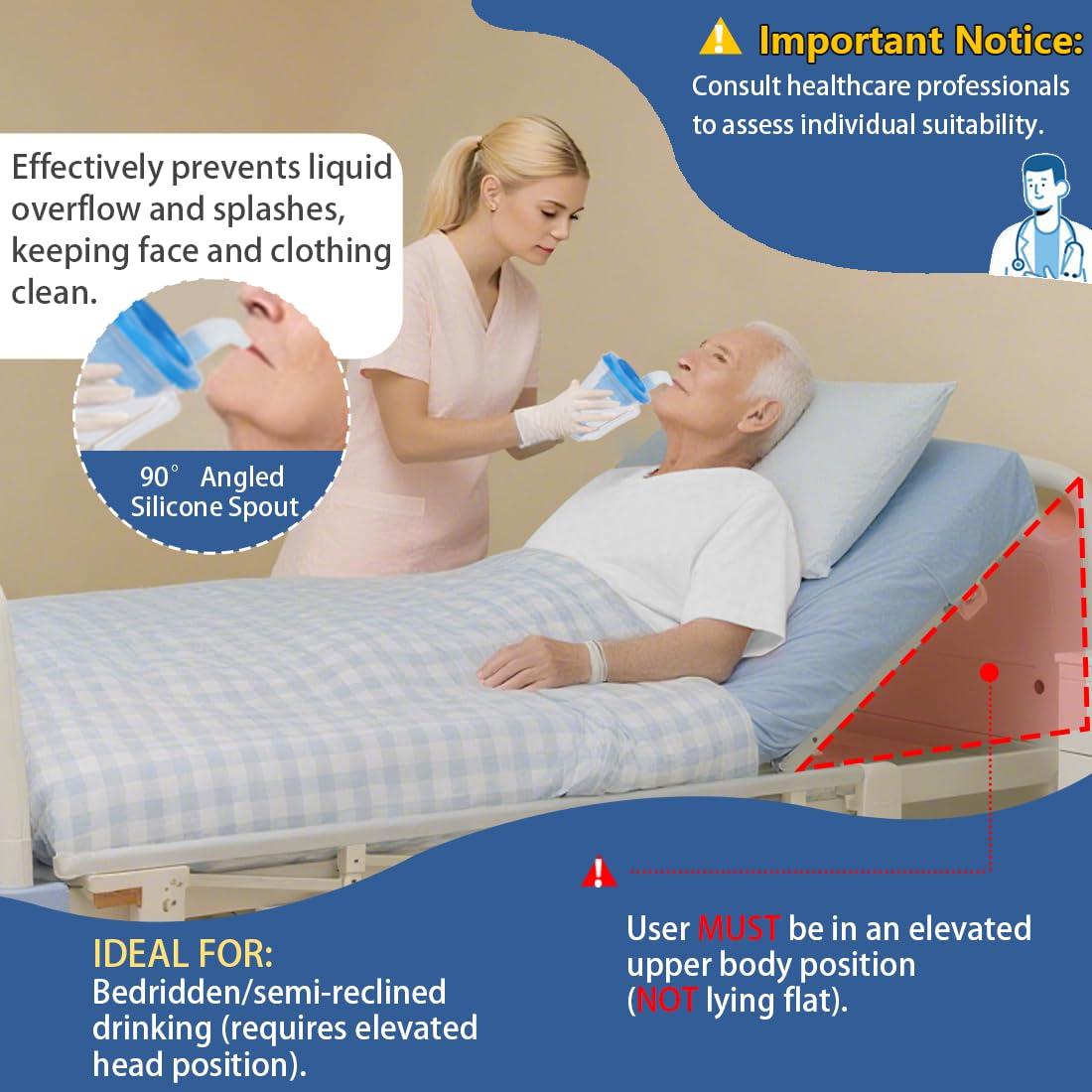 Ehucon Ehucon Dysphagia Regulating Drinking Cup, Prevent Choking for Dysphagia/Dementia/Elderly,Dispenses 5~10cc or 10~15cc of Liquid Each time,Spill-Proof (Blue-Pack of 1 Count)