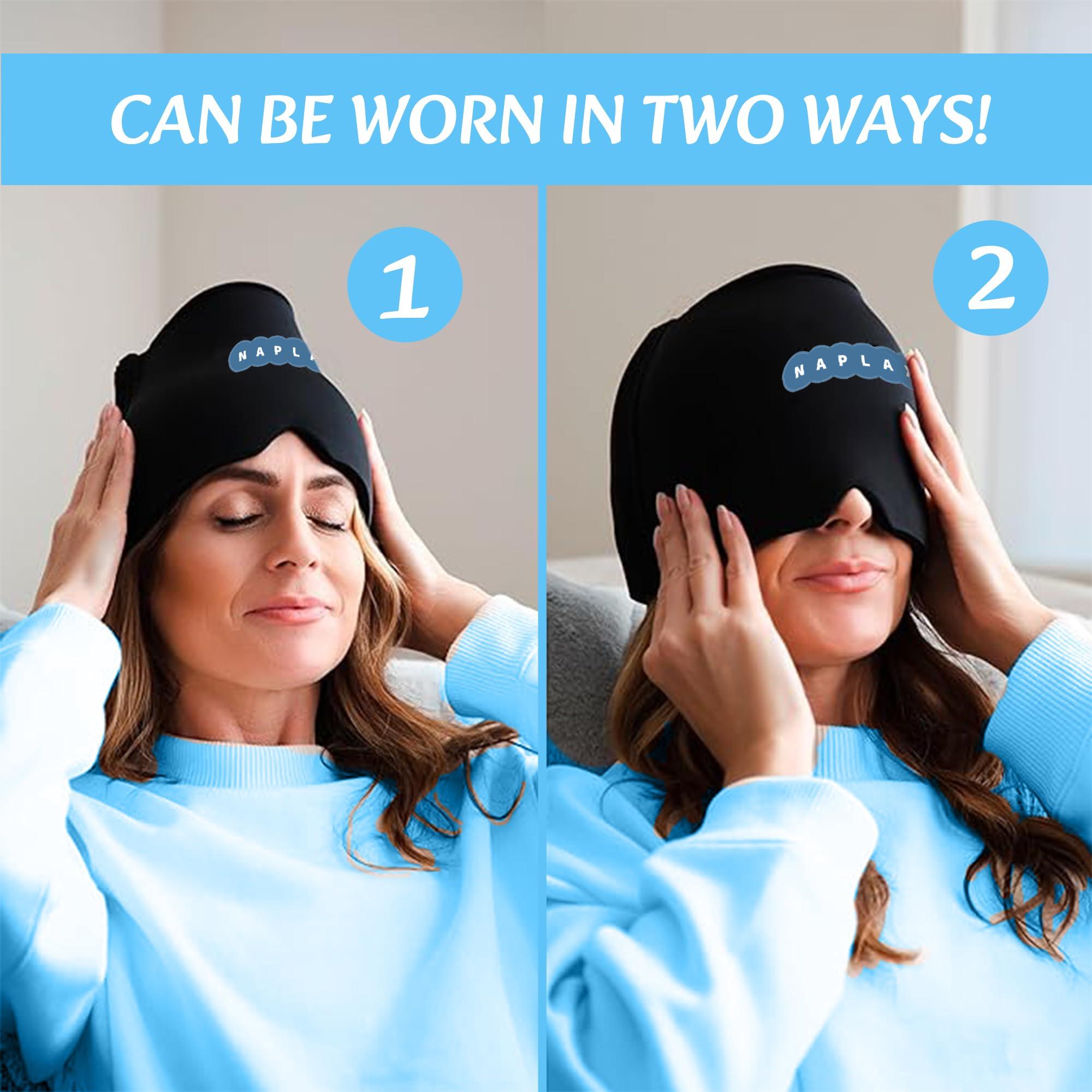 Naplax Naplax Migraine and Headache Relief Cap Hot and Cold Therapy for Migraines, Headaches, Stress Relief and More One Size Fits Most - Blue