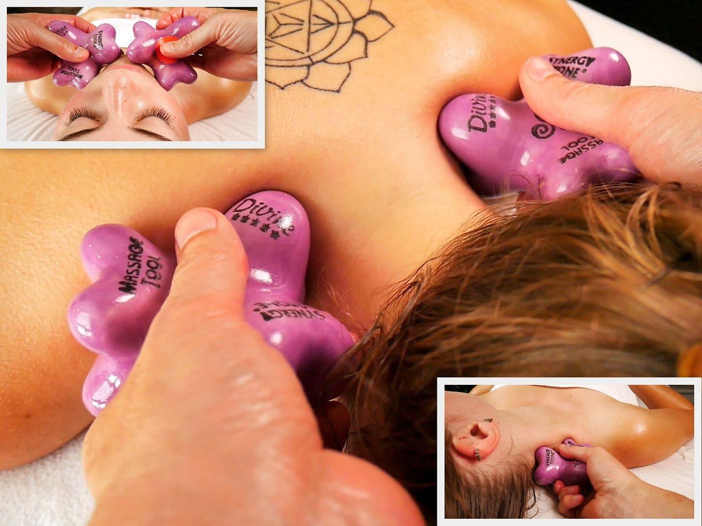SYNERGY STONE Advanced (Midnight Black)(Set of 10) Ultra-Smooth Synergy Stone Hot Stone Massage Tools - Pro Kit for Full Body Massage - Relaxing and Therapeutic Deep Heat