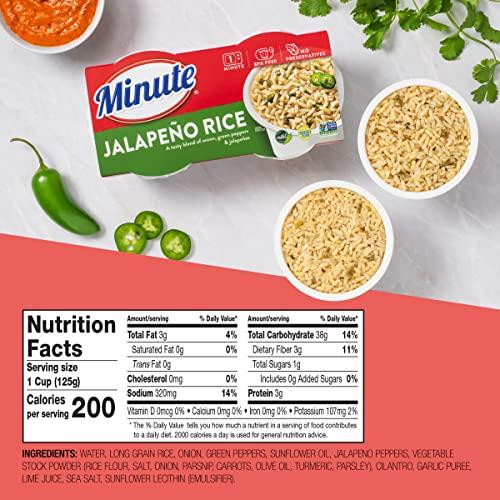 Minute Minute Ready-to Serve Jalapeo Rice, Microwavable Rice Cups, 4.4-Ounce Cups, 2 Count, (Pack of 8)
