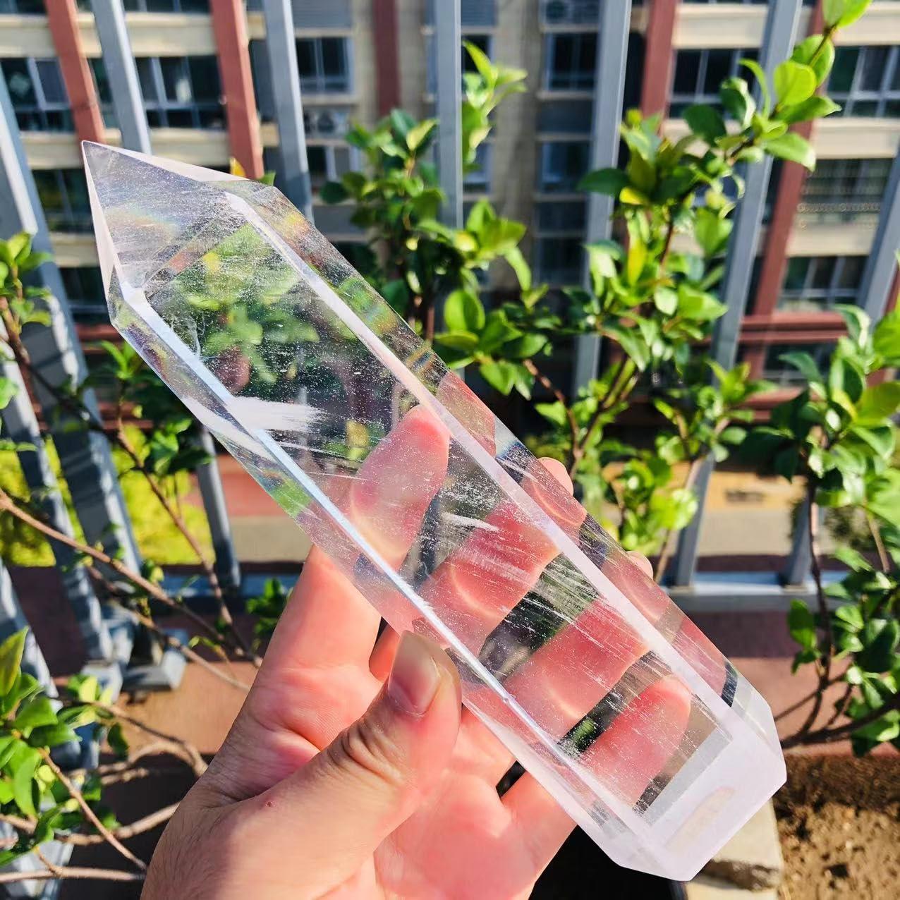 BEINUANCRYSTAL Big Size Clear Melting Stone Quartz Obelisk Crystal Wand Point Healing Fengshui for Home Decoration 1PC (1400g-1600g)