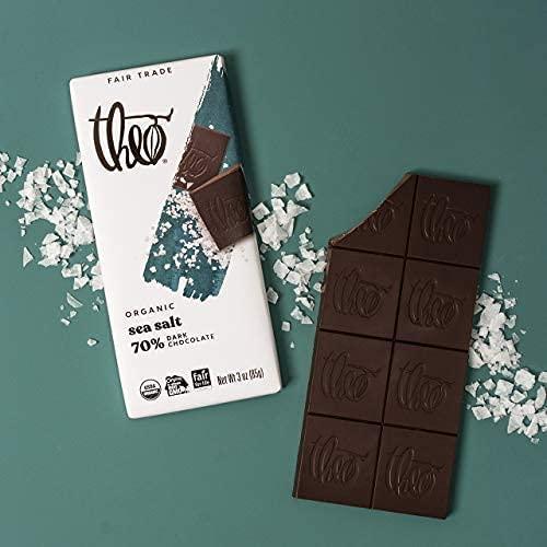 THEO Theo Chocolate Sea Salt Organic Dark Chocolate Bar, 70% Cacao, 12 Pack | Vegan, Fair Trade