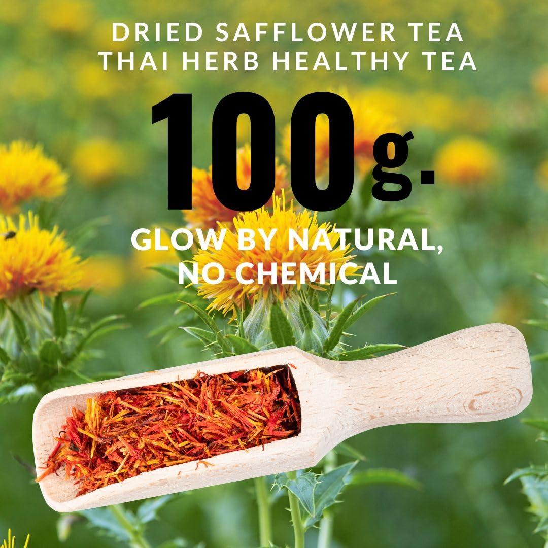 UNCLEJUM Safflower Tea Thai Safflower petal Carthamus Dried Thailand Healthy Herb Tea 3.5 Oz. (100g.)