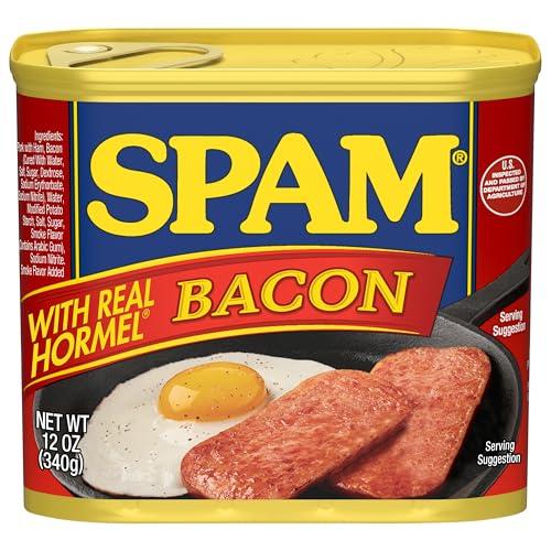 SPAM SPAM with Real HORMEL Bacon, 7 g protein, 12 oz (Pack of 12)