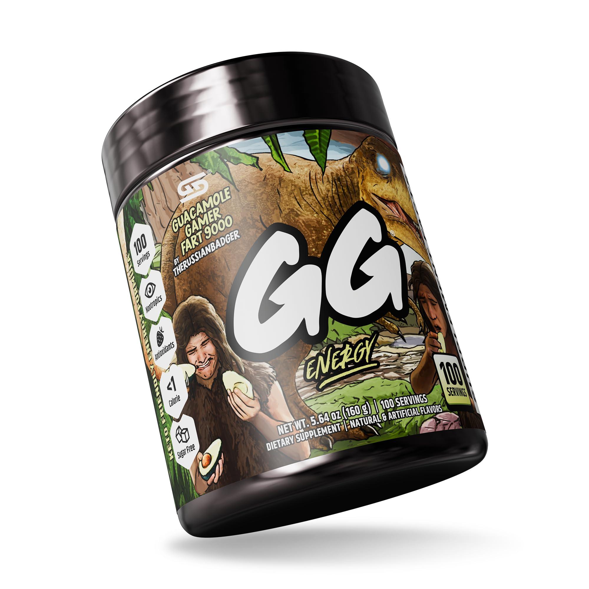 Gamer Supps Gamer Supps, GG Energy Guacamole Gamer Fart 9000 (100 Servings) - Keto Friendly Energy and Nootropic, Sugar Free Caffeine + Vitamins - Powder Energy Drink