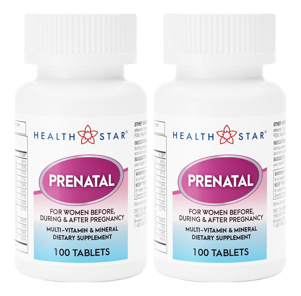 GeriCare GeriCare Prenatal Multivitamin & Minerals for Healthy Mom and Baby - Folate + Vitamin C + Vitamin D + Iron + Calcium + B12, 100 Count (Pack of 2)