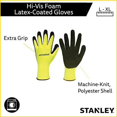 Stanley Stanley S38771 Hi-Vis Lime Nylon Glove with Black Foam Latex Coating