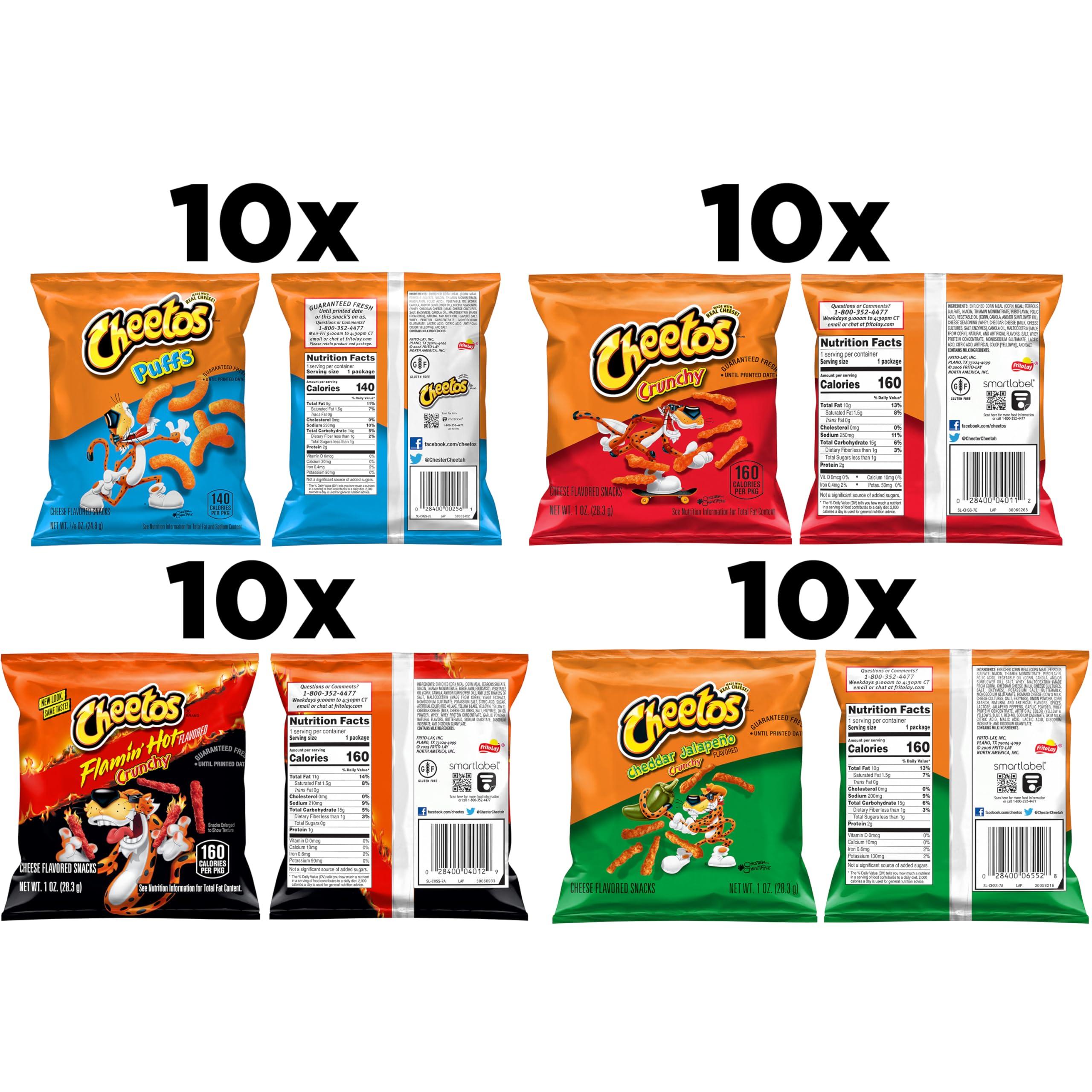 Cheetos Cheetos Cheese Flavored Snacks Variety Pack, (Pack of 40)