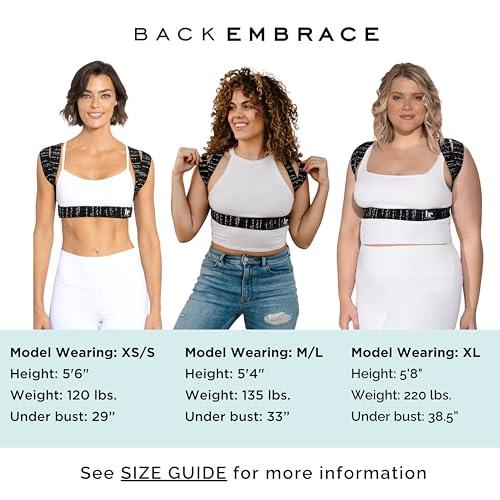BackEmbrace BackEmbrace Posture Corrector for Women and Men - Made in USA - Slim and Adjustable Shoulder Brace - Back Brace for Back Pain Relief - Black Drizzle Large
