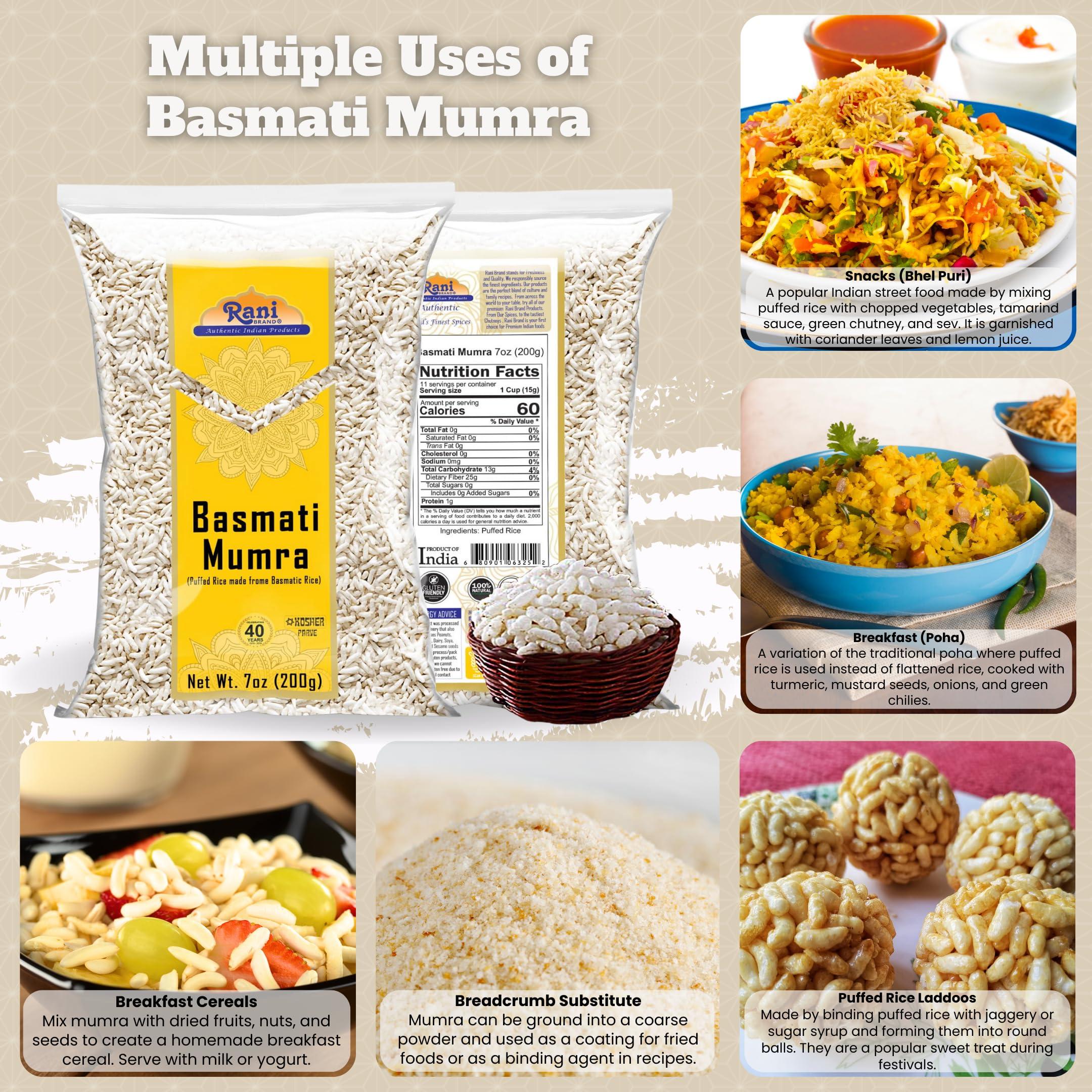 Rani Brand Authentic Indian Products Rani Basmati Mumra (Puffed Rice) 7oz (200g) ~ All Natural | No Color | Gluten Friendly | Vegan | NON-GMO | Kosher | No Salt or fillers | Indian Origin