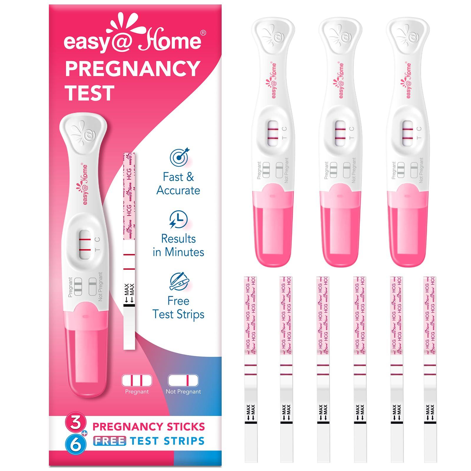 Easy@Home Easy@Home Early Pregnancy Test: Early Results & Reliable Accurate - Early Detection Pregnancy Tests with Curved Handle - Instant Readings in Minutes | 3 Sticks & 6 Free Strips