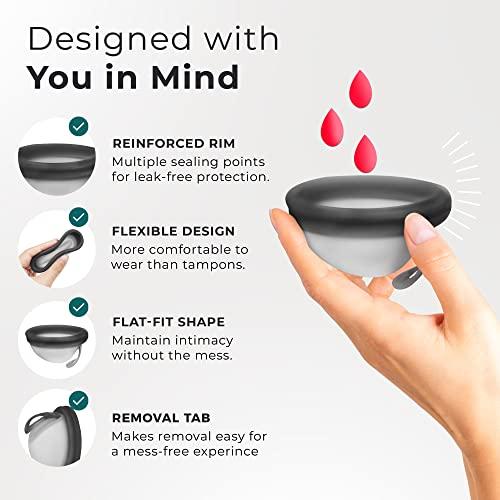 EcoBlossom Ecoblossom Reusable Menstrual Disc - Menstrual Cup - Soft Period Disc for Women Designed with Flexible, Medical-Grade Silicone Period Cup (Small, Black)
