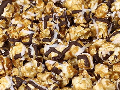 It's Delish Gourmet Chocolate Zigzag Popcorn by Its Delish, 2 lbs Bulk Bag – Festive Caramel Air Popped Sweet Crunchy White & Dark Drizzle Glazed Carmel Corn Snack, Parties - Gluten Free, Vegan, Kosher