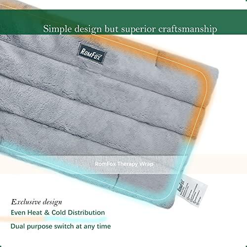 Romfox Romfox Microwavable Heating Pad for Pain Relief, Moist Heat for Menstrual Cramps, Muscles, Joints, Back, Neck and Shoulders, Heat Compress Pillow, for Both Hot and Cold Therapy (Grey - Unscented)