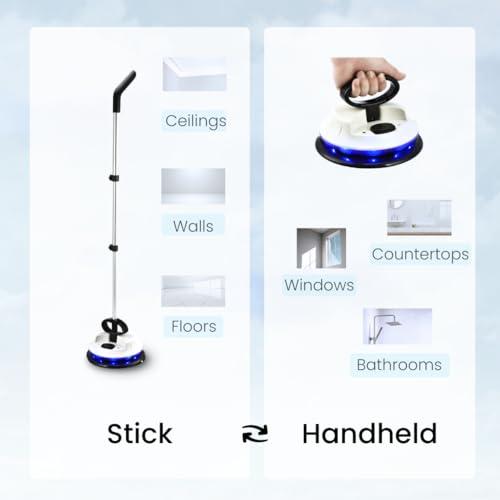 Ewbank Electric Spin Mop, Duster, and Polisher, LED Lights, Ewbank Nifftee Floor and Surface Cleaner, 37 inches, White, 2 lb.