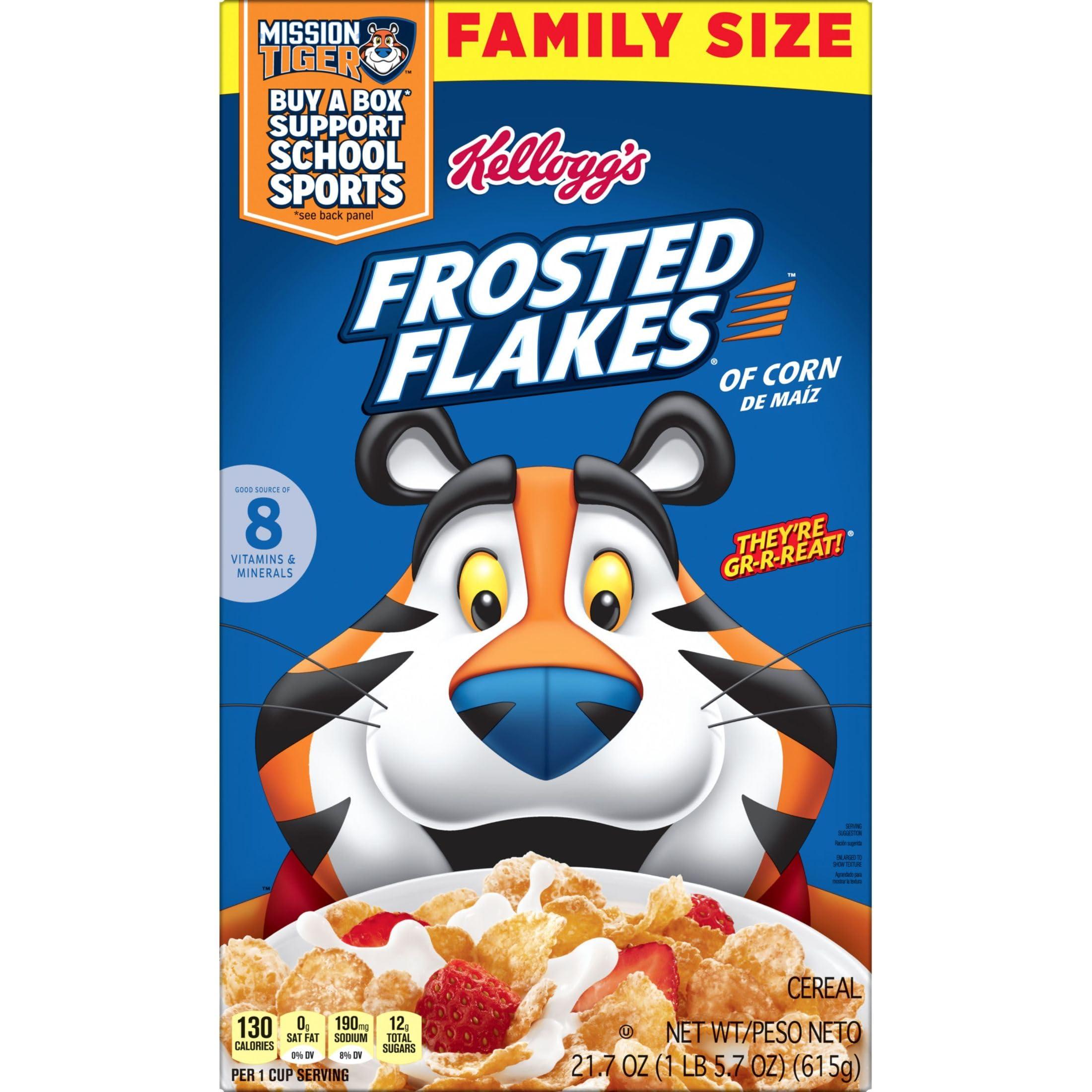 Frosted Flakes Kellogg\'s Frosted Flakes Breakfast Cereal, Kids Cereal, Family Breakfast, Family Size, Original, 21.7oz Box (1 Box)