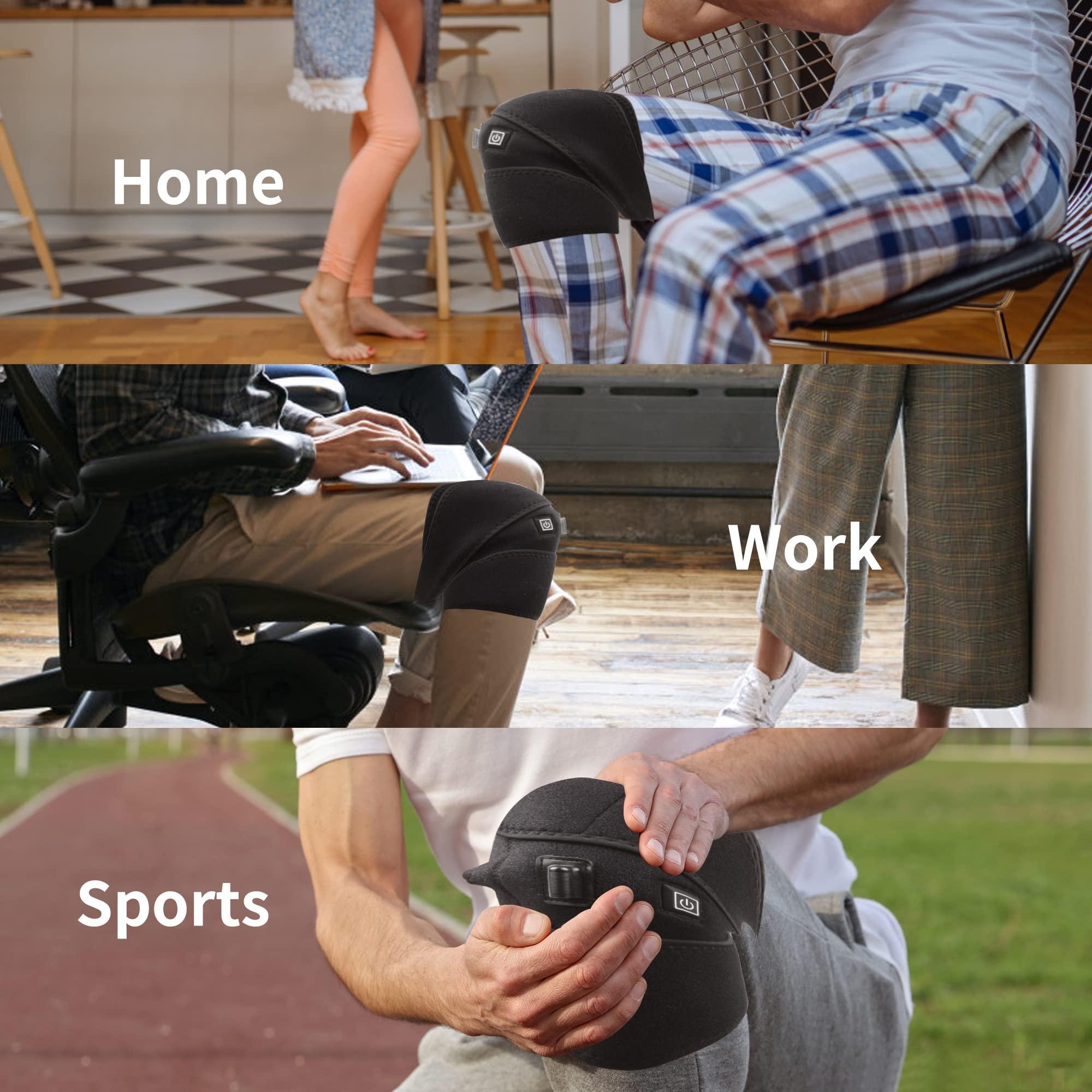 WooTshu WooTshu Heated Knee Brace Knee Heating Pad for Arthritis Pain Relief, 3 Temperature Control Thermal Therapy for Joint Soreness Swelling Cramps Rheumatism