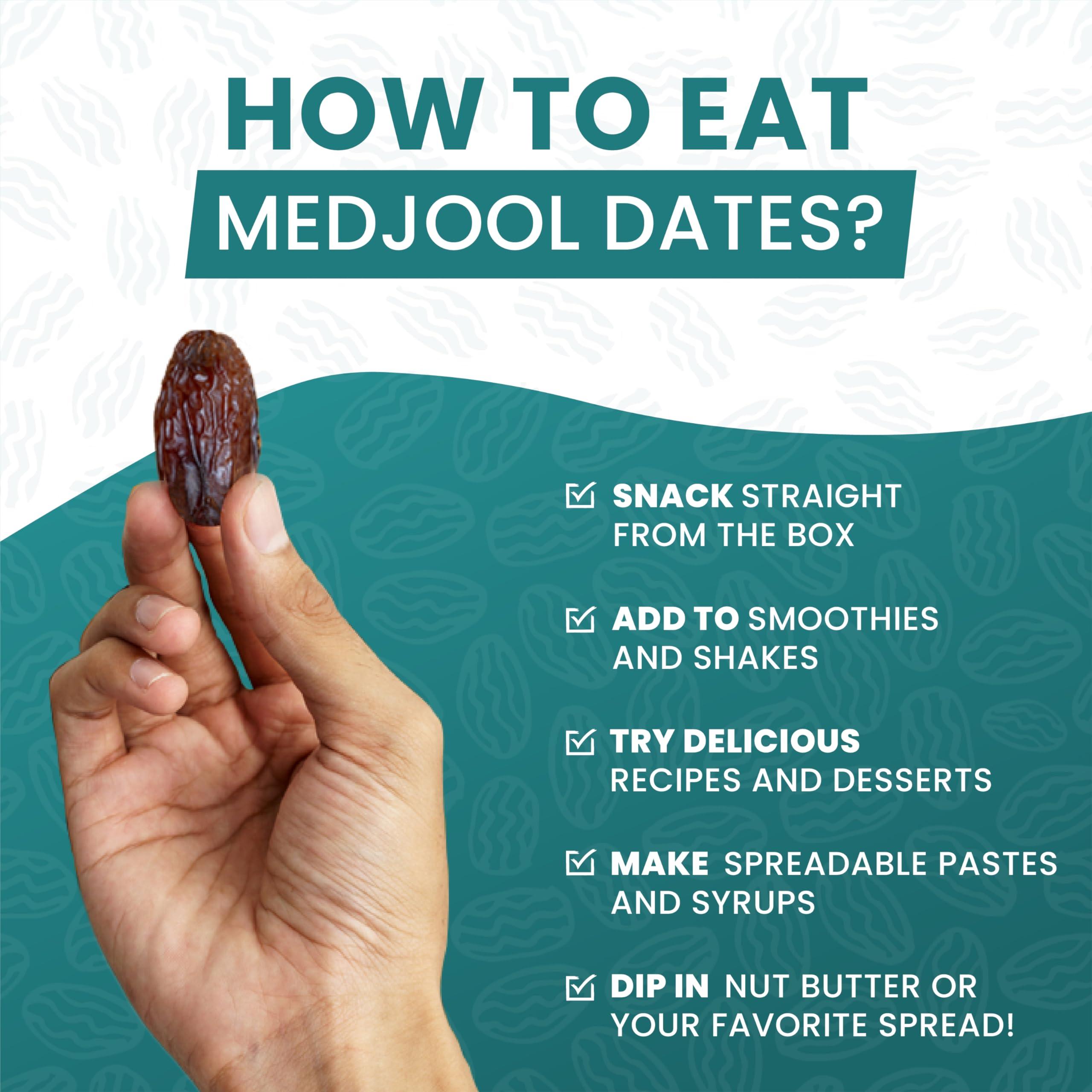 HARVEAST Harveast Organic Medjool Dates California Grown Jumbo Dates, Naturally Sweet, Healthy Snacking, Caramel Flavor, Pesticide, Free No Sugar Added Resealable Bag for Freshness, Baking (1 pounds)