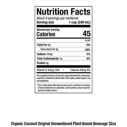 Pacific Foods Pacific Foods Organic Unsweetened Coconut Milk, Plant Based Milk, 32 oz Carton (Pack of 2)