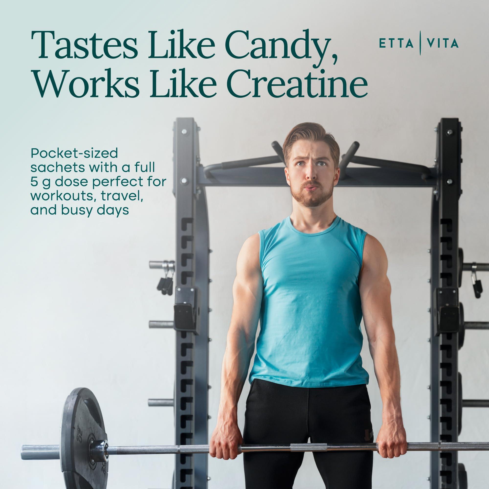 Etta Vita Sugar-Free Creatine Monohydrate Gummies (1g/Gummy) Potent Creatine Gummies for Men & Women, Creatine Supplement for Muscle Support, Cellular Energy, Cognitive Function - Non-GMO, Gluten-Free, Vegan