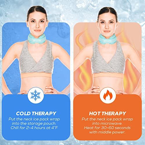 HEALSTOK Neck Ice Pack Wrap,Cervical Ice Pack,Cold Compress Ice Packs for Neck Injuries Reusable Cold & Hot Therapy Adjustable Flexible Gel Migraine Ice Head Wrap for Neck Pressure. (Ice Blue)