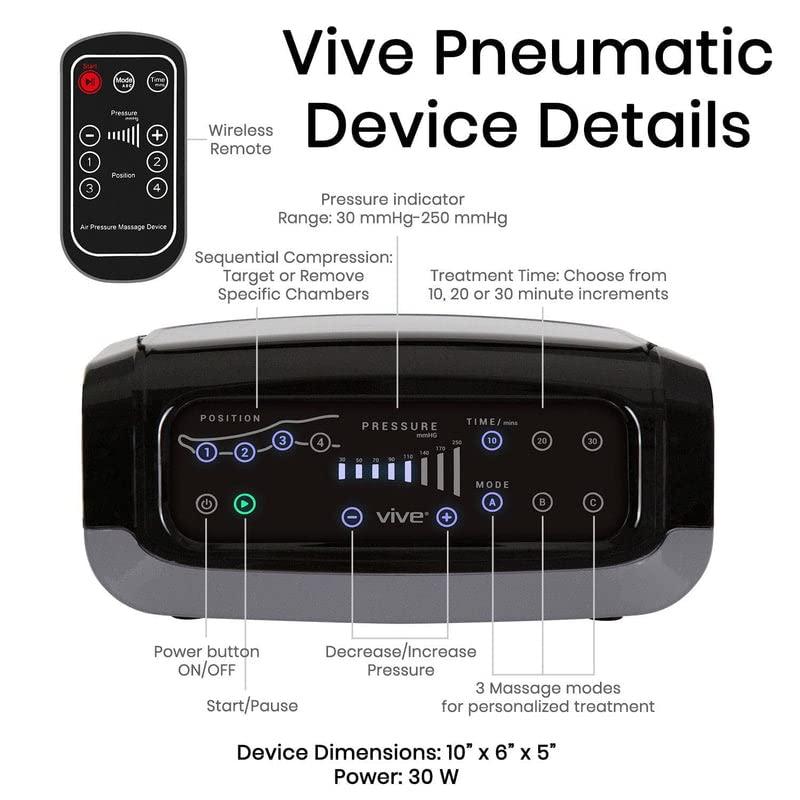 Vive Vive Leg Recovery System for Athletes - Sequential Compression Device SCD Machine for Lymphedema, Air Compression Massage, Circulation, Relaxation, Swelling, Cramps, & Pain Relief (FSA HSA Approved)