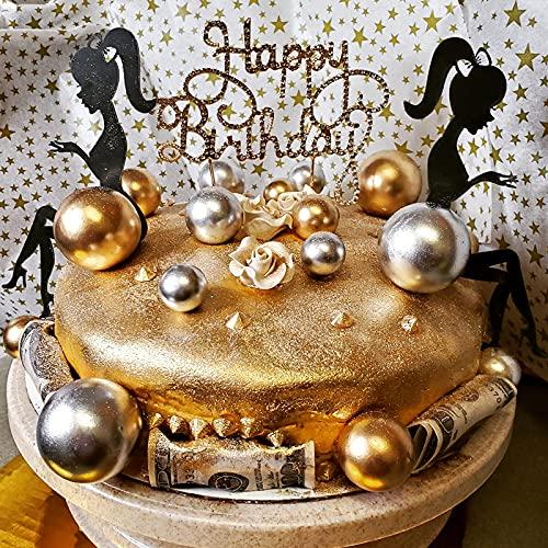 Honbay Honbay Happy Birthday Cake Topper Sparkly Bling Alloy Crystal Rhinestones Cake Topper Cake Decoration for Birthday Party (Gold)