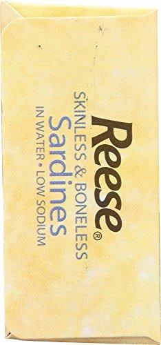 Reese Reese Skinless and Boneless Sardines, Low Sodium in Water, 4.38-Ounce (Pack of 10) Packaging May Vary