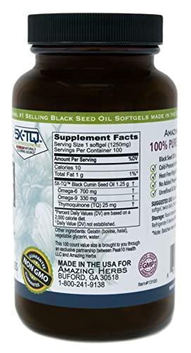Amazing Herbs Amazing Herbs Black Seed Oil Pills 1250mg, 100 Softgel Capsules (Pack of 2)