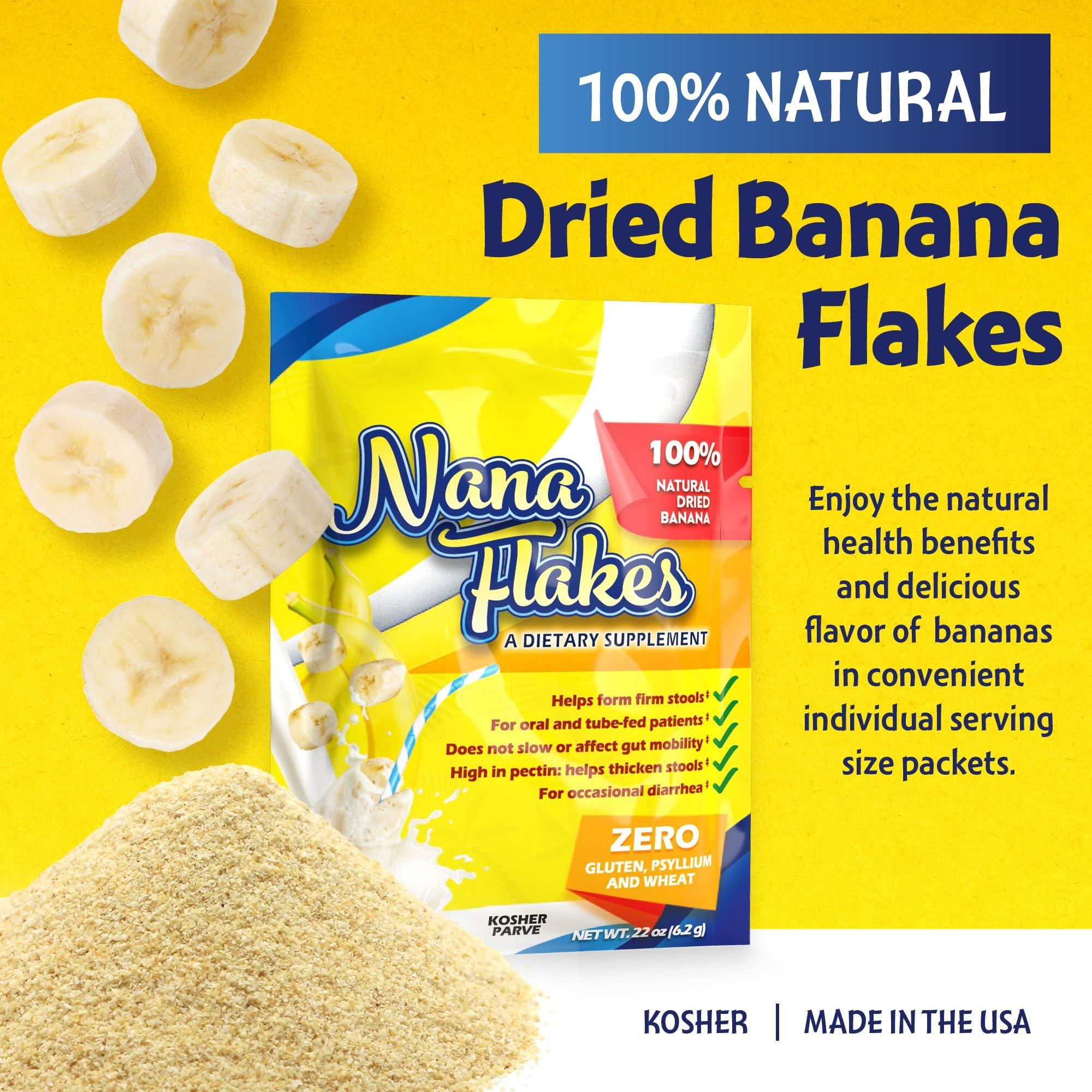 NUTRITIONAL DESIGNS ND LABS, INC SINCE 1986 Nutritional Designs Nana Flakes Anti-Diarrheal Banana Powder, IBS Relief & Heart Burn Remedy, 100% Pure Banana Flakes Medical Food - Natural - High Protein& Fiber (50 Single-Serve Packs)