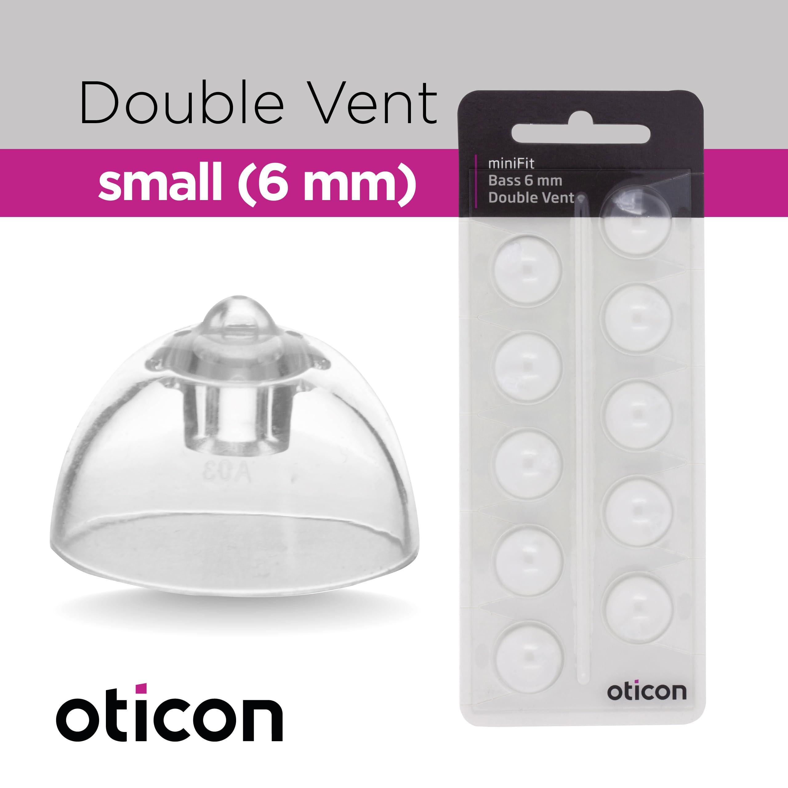Otto Tech Oticon MiniFit Bass Double Vent 6mm = 0.24 inch - Small 30 Domes, Genuine OEM Denmark Replacements, Oticon Hearing Aid Domes Compatible with Oticon Bernafon Sonic Hearing Aids - 3 Pack/30 Domes Total