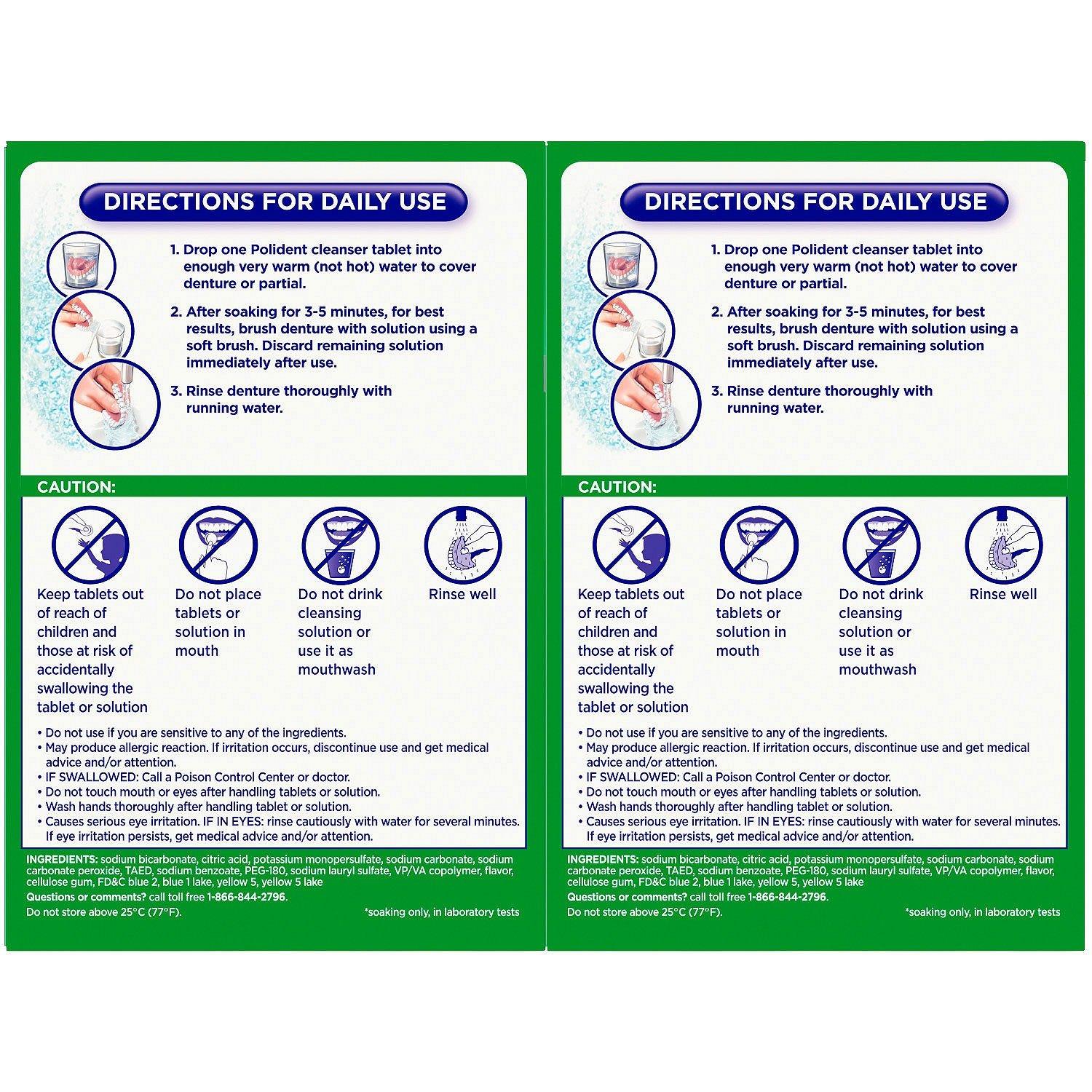 Polident Polident 3 Minute, Antibacterial Denture Cleanser 120 ea (Pack of 2)