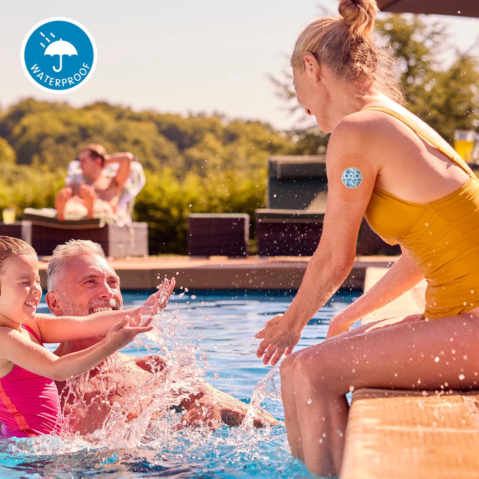 Colarr 80 Pcs Waterproof Sensor Covers Compatible with Libre 2 & Freestyle Libre and 80 Sensor Stickers Set Transparent Adhesive Patches Sensor Covers(Flower)