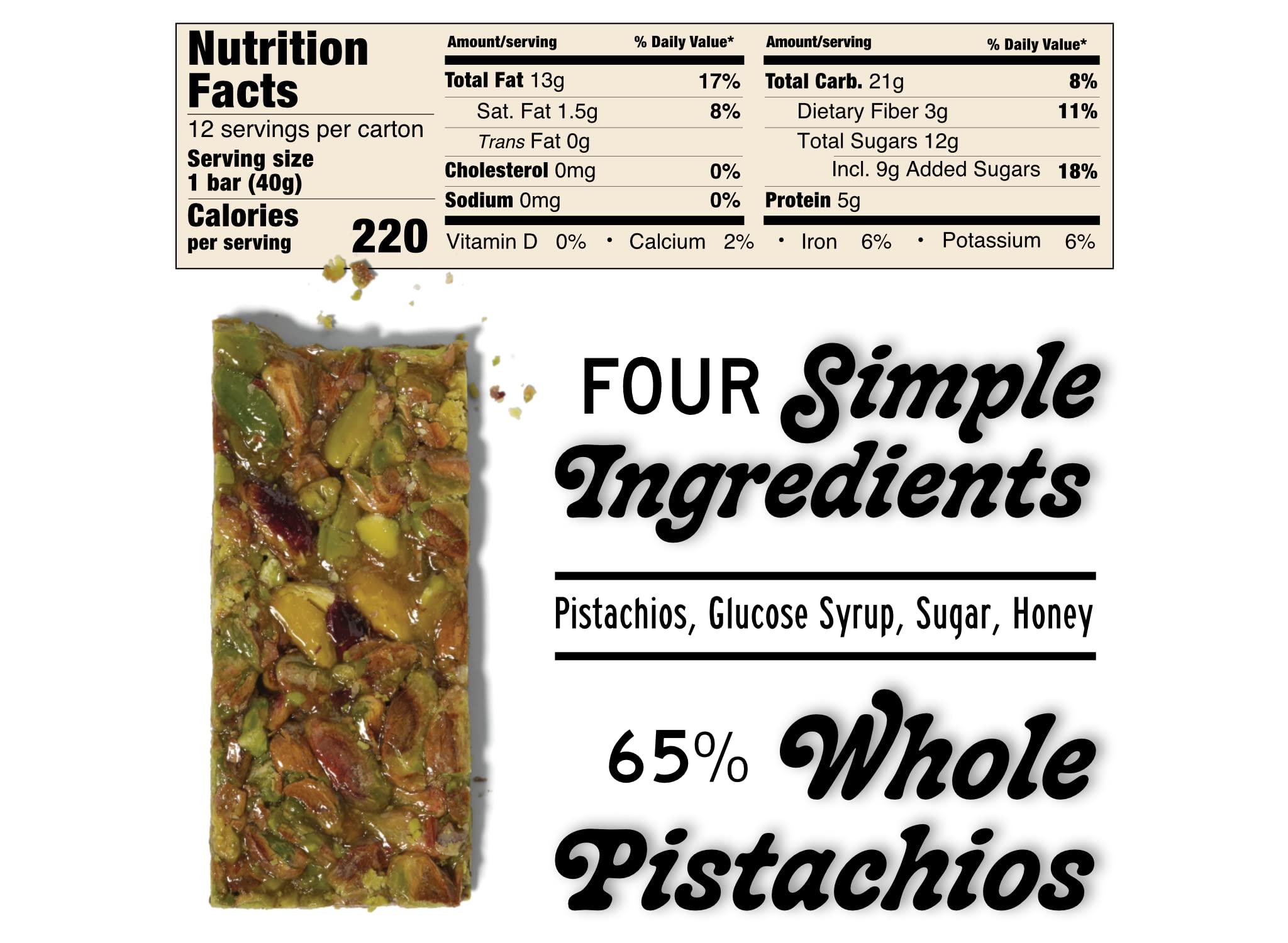 SOUTH FORTY SNACKS South 40 Snacks Pistachio and Mixed Nut Bar, Extra Crunchy Nut Snack Bar, Simple Ingredients, Honey and Sugar, Unique Delicious Healthy Nut Clusters, Individually Wrapped (40g Bar, Pack of 12)