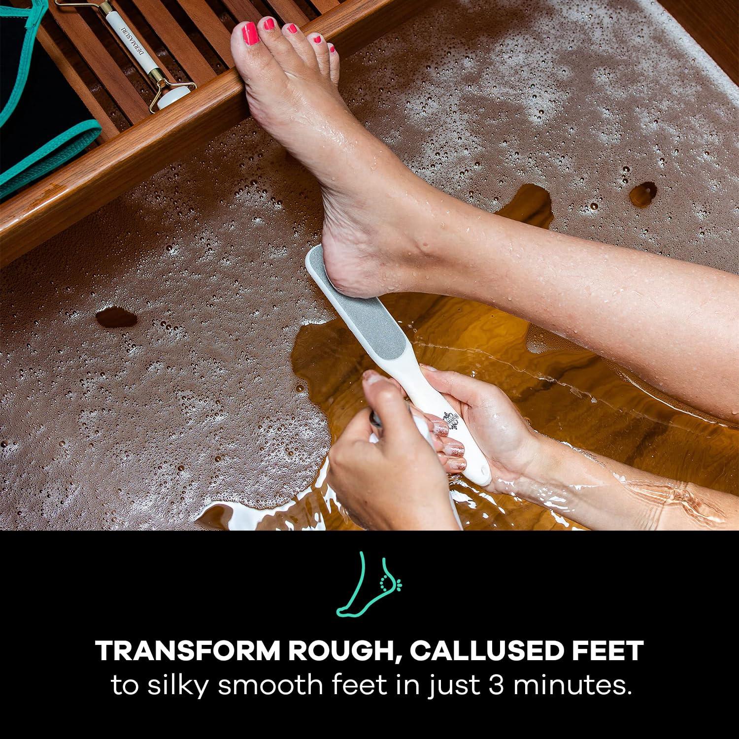 Dermasuri Dermasuri Callus Remover Foot Scrub - Exfoliating Feet Spray-on Formula and Reusable Deluxe Foot File - Dead Skin Remover, Callus Rasp, Scrubber, Peel & Soften Cracked Heels - Deluxe Pedicure Spa Kit