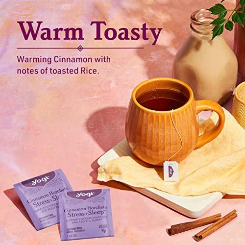 Yogi Yogi Tea Cinnamon Horchata Stress & Sleep - 16 Tea Bags per Pack (4 Packs) - Organic Sleep Tea - Supports a Restful Sleep - Includes Ashwagandha, Passionflower & Apple Cider Vinegar