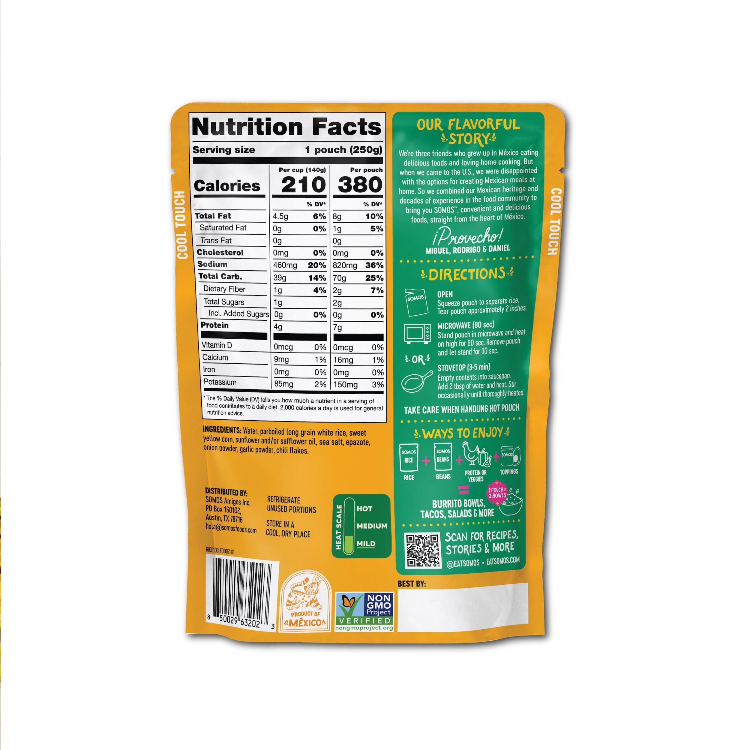 SOMOS SOMOS Mexican Street Corn White Rice Gluten Free, Non-GMO, Vegan & Microwavable Meals Ready to Eat - Delicious, Healthy & Convenient - Perfect for Burrito Bowls, Tostadas & More | 8.8 oz (Pack of 6)