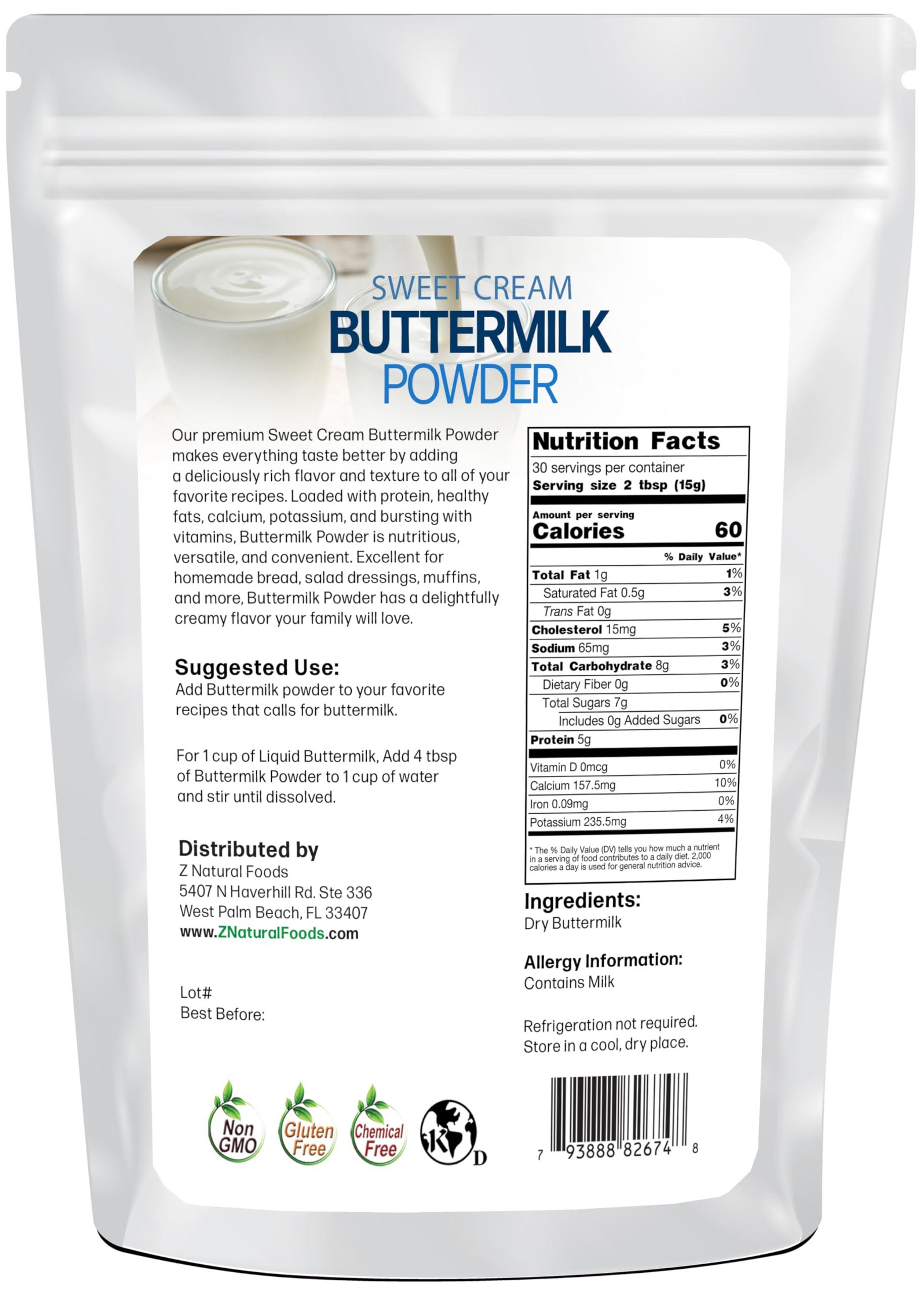 Z Natural Foods Z Natural Foods - Sweet Cream Buttermilk Powder-100% natural- Gluten Free- Non GMO Dry Buttermilk- 1 lb