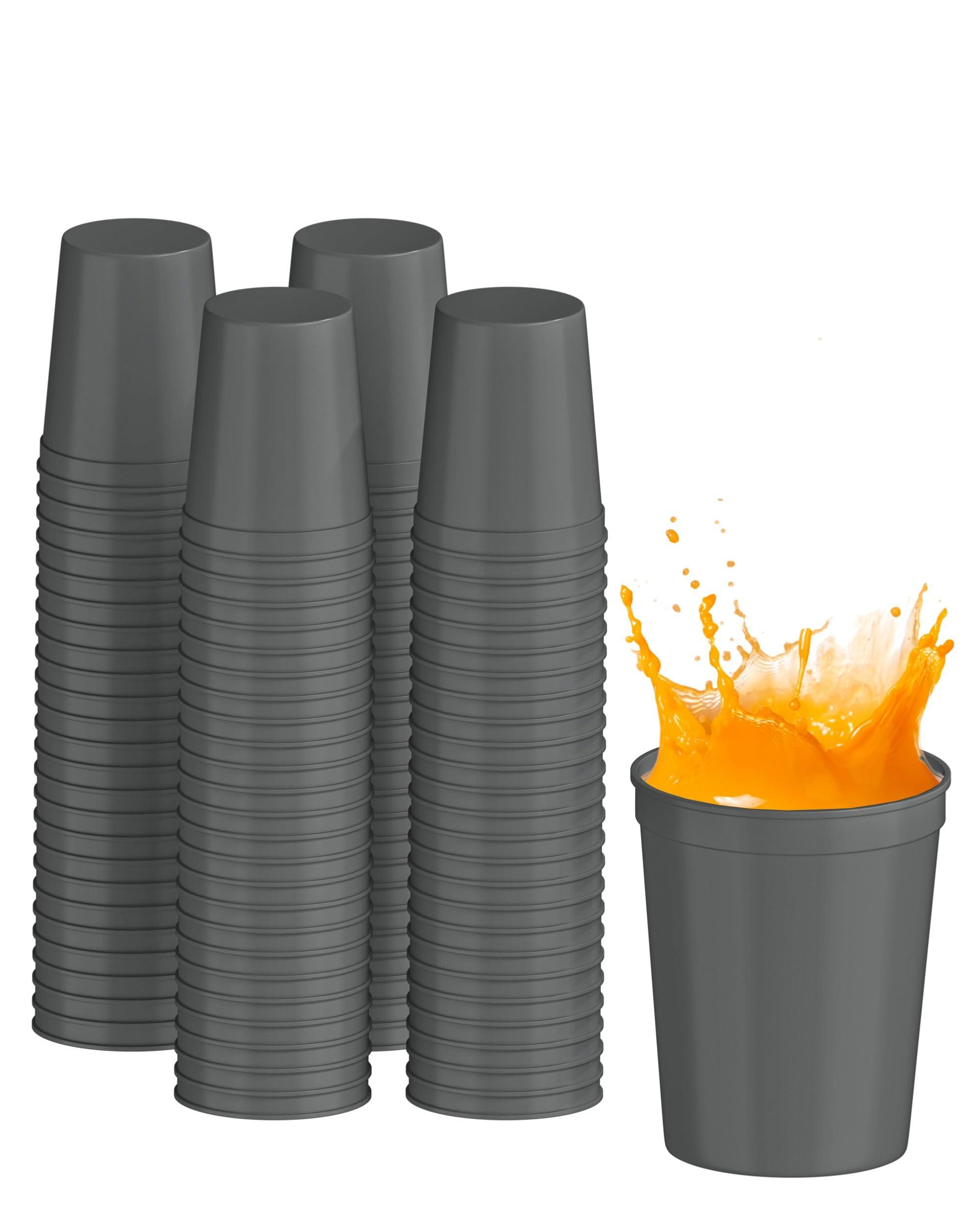 PartyPrints PartyPrints 16oz 100 Pack (Metallic Silver) Reusable Blank Plastic Cups, Colored Plastic Drinking Cups, Food-Grade Party Cups, Stackable Water Cups for Parties, Weddings, Events or DIY Projects