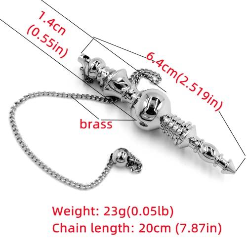 Ya.x Not Natural Crystal Metal Pendulums for Dowsing Pendulo De Metal Brass Spiritual Point Divination Healing Tool Wicca Balancing (Chrome 11)