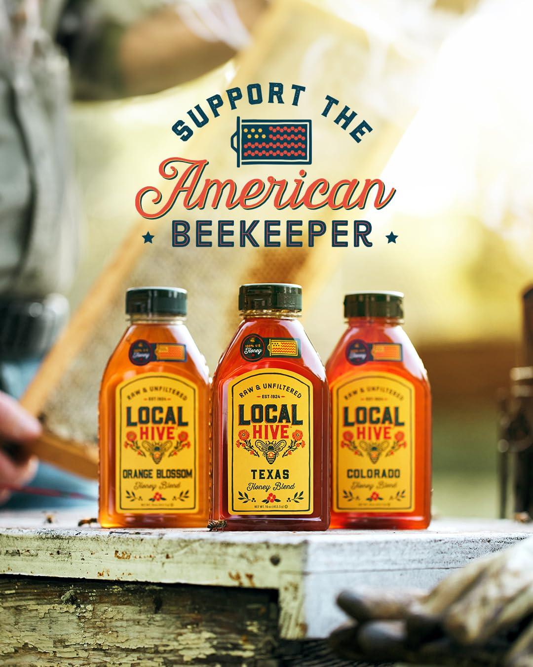 Local Hive Local Hive Utah Raw Unfiltered Honey 32oz, 100% Pure US Honey, Sourced from American Bees and Beekeepers - Natural Sweetener, Ideal for Tea, Baking, and Cooking