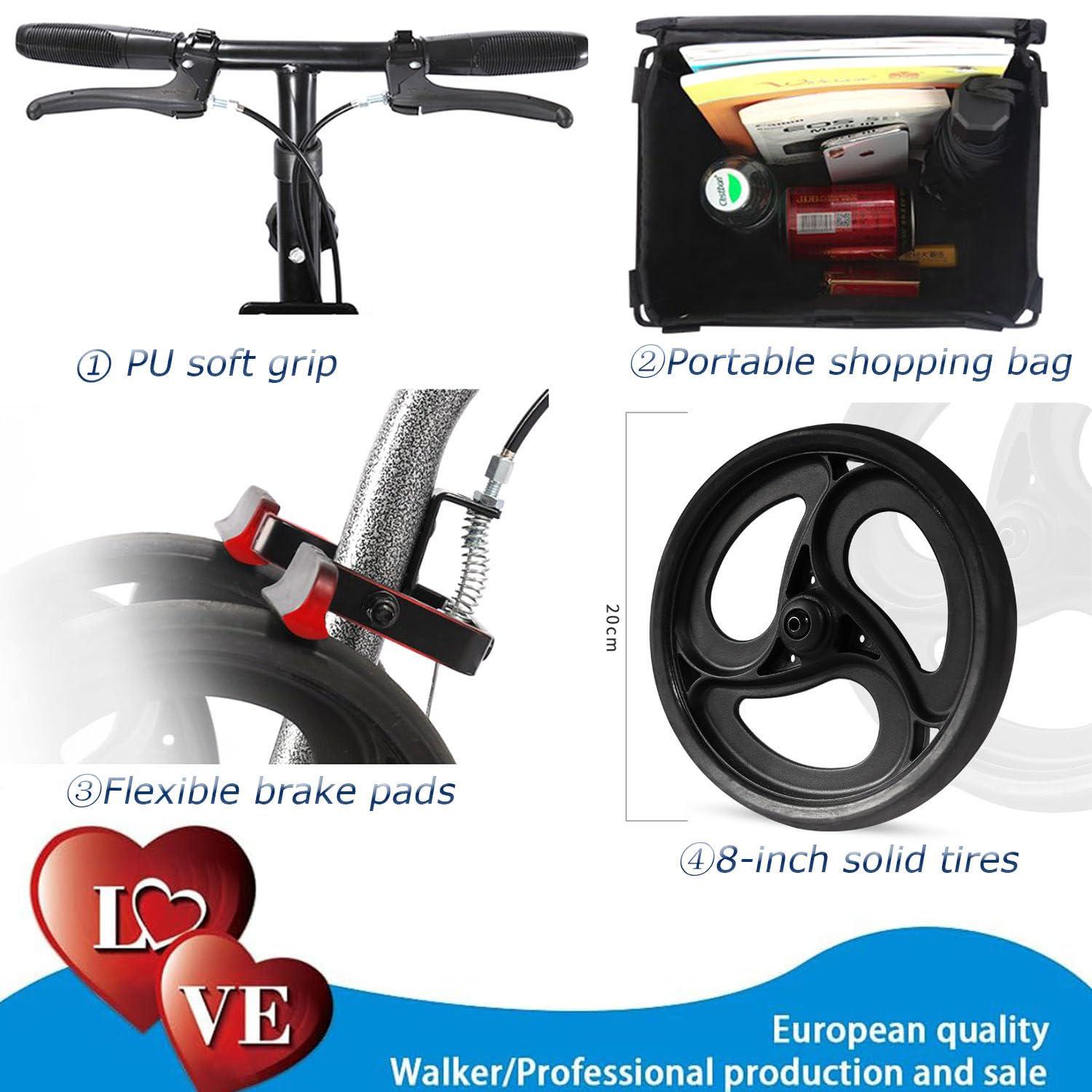 GEHPYYDS Comfortable Orthopedic Knee Scooter for Ankle or Foot Injuries, Height Adjustable with Brakes,Crutch Alternative, Steerable Knee Walker,A