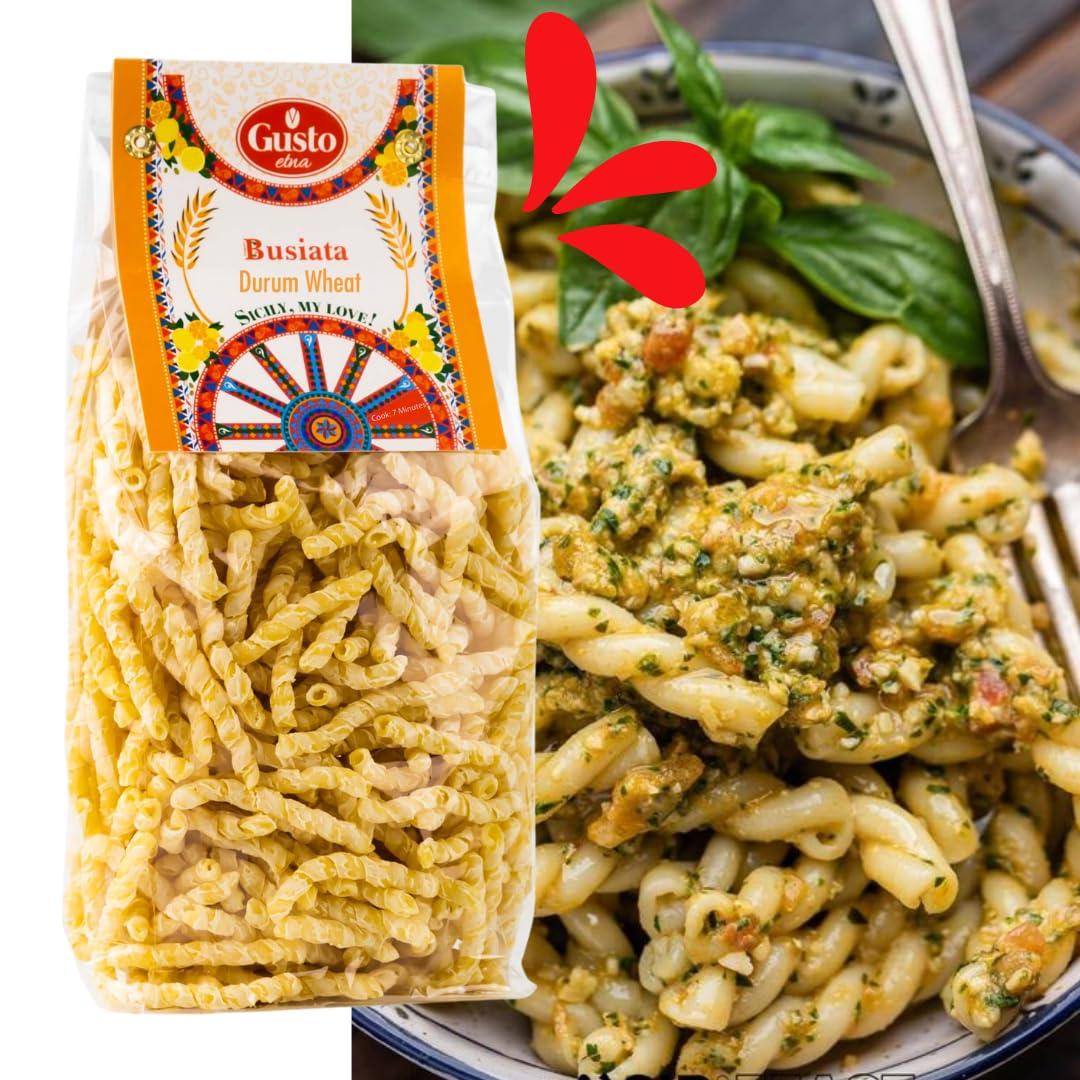 GUSTO ETNA Busiata Pasta, Spiral Pasta (500 gr), Artisan Italian Pasta, Busiate Pasta, Product of Italy, Non GMO, by Gusto ETNA